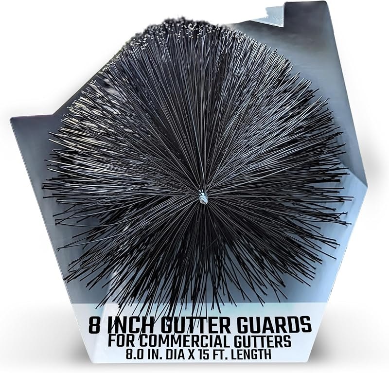 GutterBrush 8 Inch Commercial Gutter Guard (8.0 In. Dia. x 15 Ft.) — rain gutter brush for rain gutter brush