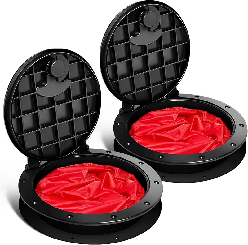 Patelai 2 Pack 8'' Black Deck Plate Kit Deck Hatch with Storage Bag Kayak Fish Storage Waterproof Kayak Hatch Bag