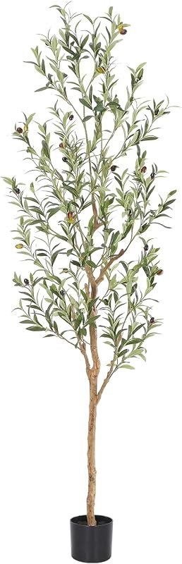 Bellacat Faux Olive Tree with Natural Wood Trunk, 6ft, 1Pack — artificial olive tree 6 feet for artificial olive tree