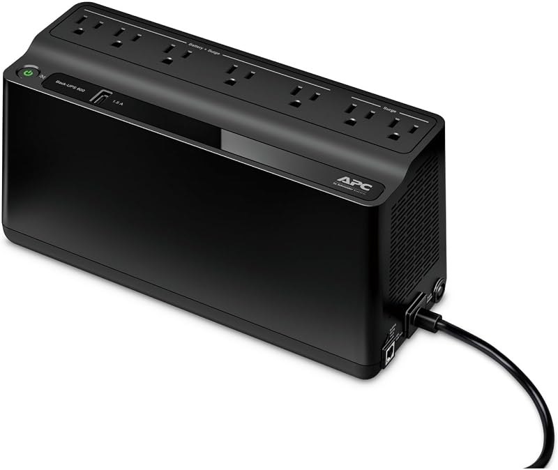 APC 600VA/330W UPS Battery Backup for Computer, Router, NAS, Renewed Model