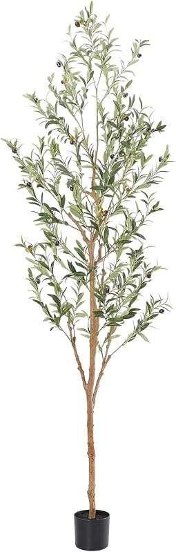 Bellacat Faux Olive Tree with Natural Wood Trunk, 7ft, 1Pack — potted faux tree for potted faux tree