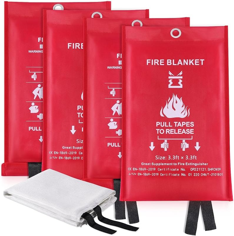Fire Blanket for Kitchen Home Emergency - Fiberglass Blankets Fire Survival Suspension Flames Retardant Extinguisher