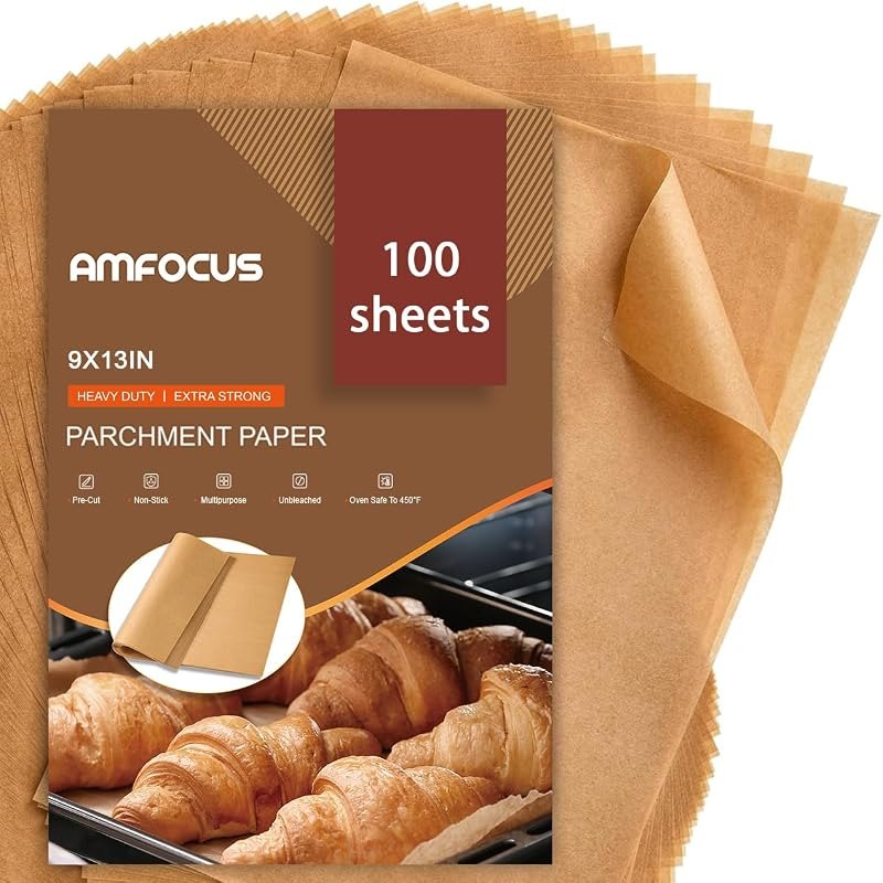 Parchment Paper Sheets, 9x13 In Non-Stick Precut Baking Parchment for Baking, Grilling, Air Fryer, Steaming, and More