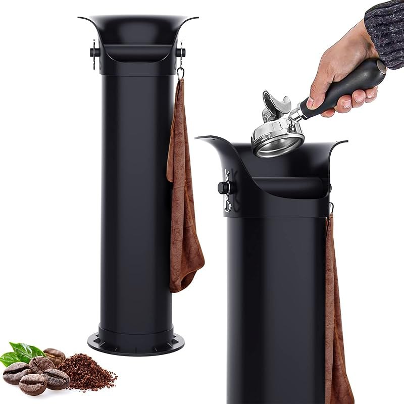 Knock Box for Espresso Grounds, Home and Commercial Use Knockbox with Removable Non-Slip Base & Barista Towel