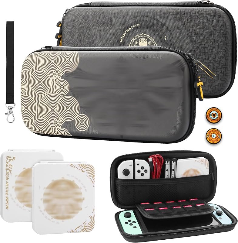 GLDRAM Theme for Zelda Carrying Case for Nintendo Switch & OLED, Light Accessories Kit with Waterproof Switch Travel