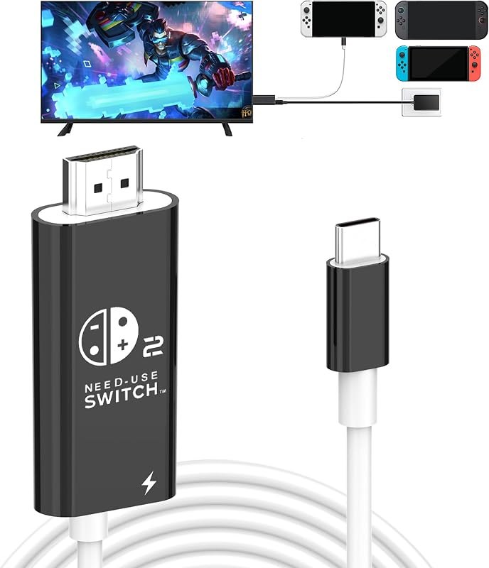 USB C to HDMI Adapter Cable Compatible with Nintendo Switch, Type-C to HDMI Conversion Cable Replaces The Switch