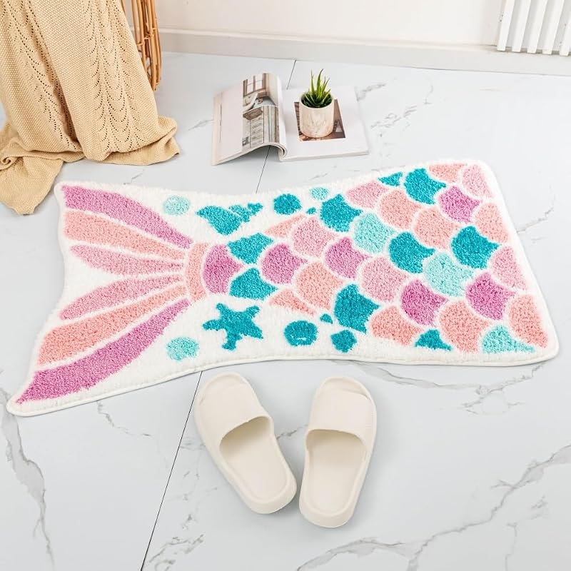 ZSCYD-yingda1992 Pink Mermaid Bath Mat Non-Slip Bathroom Rug 39.4x23.6in — non slip bath mat for non slip bath mat