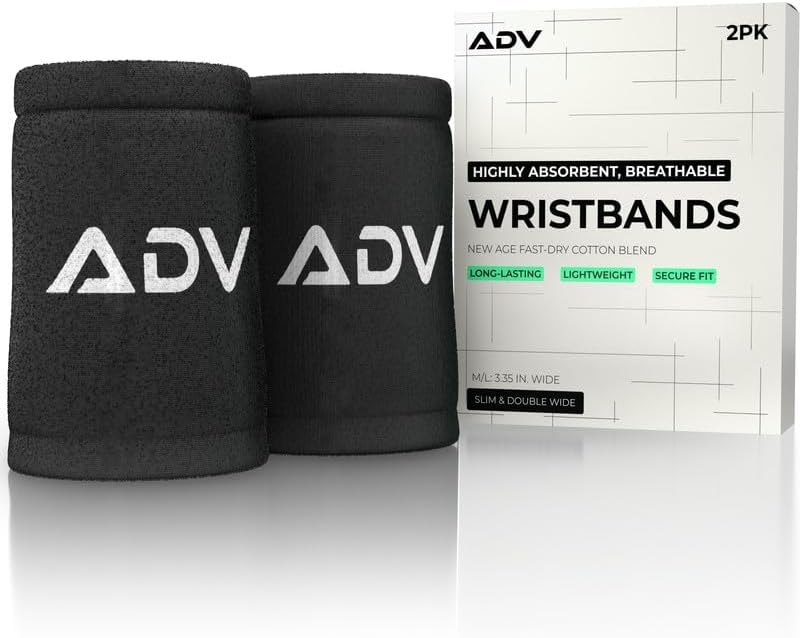 ADV Tennis & Pickleball Wristbands, Slim & Absorbent Wrist Sweatbands