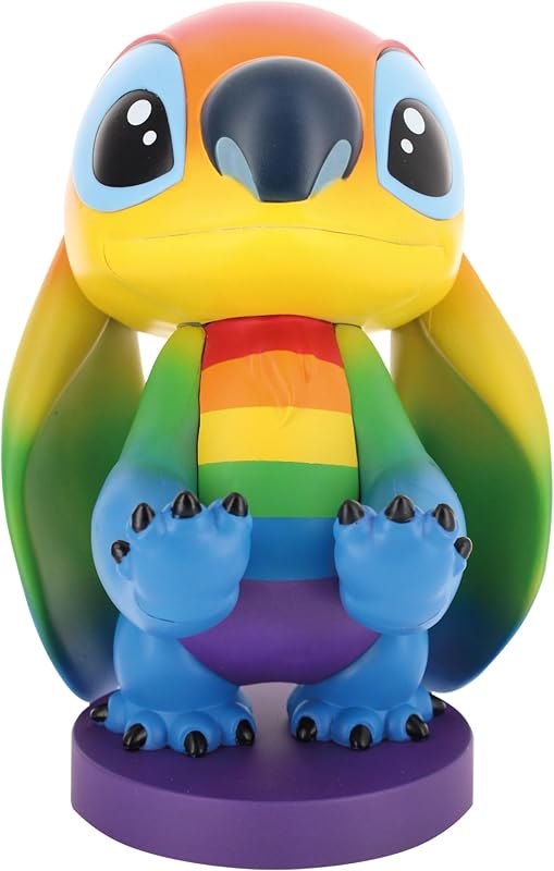 Cableguys Disney Rainbow Stitch Pride Collection Gaming Figure - Accessory Holder for Controller or Smartphone - USB