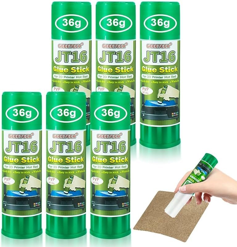 3D Printer Glue Sticks, 36 Grams Each PVP Solid Glue Sticks for Hot Bed Plate, Washable, Non-Toxic, Reduce Warping for