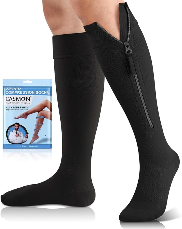 Zipper Compression Socks 15-20 mmHg Closed Toe Support Socks 1 Pair — best post surgery compression socks for post