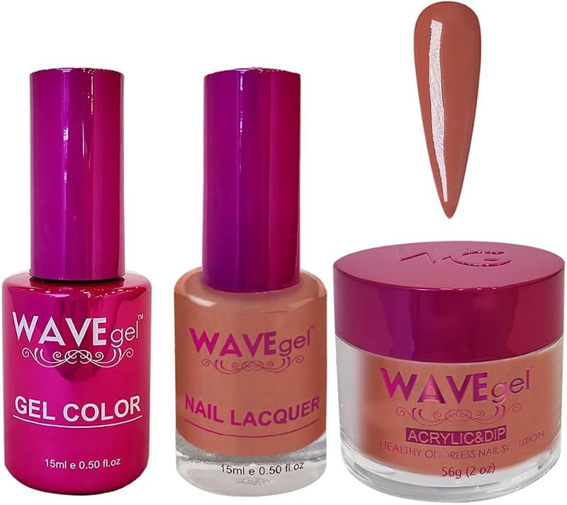 WAVEGEL Soak-Off Gel, Nail Lacquer & Acrylic/Dip Powder Matching Set - Princess Collection - #38 Cinnamon Syrup —