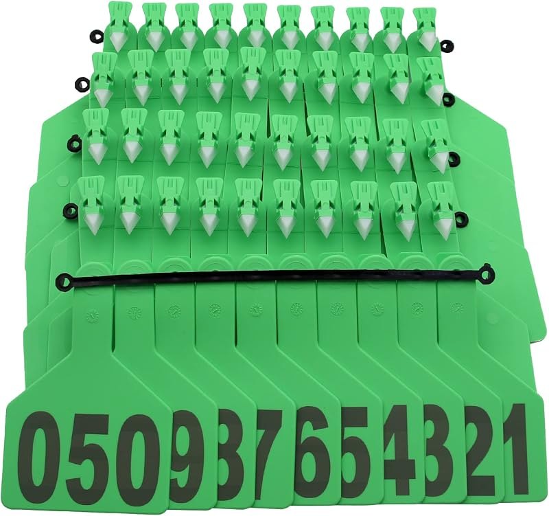 50 pcs Z Tags One Piece Cattle Ear Tags, Large TPU Livestock Ear Tag with Numbers 001-050,1-Piece Pre-Numbered Farm