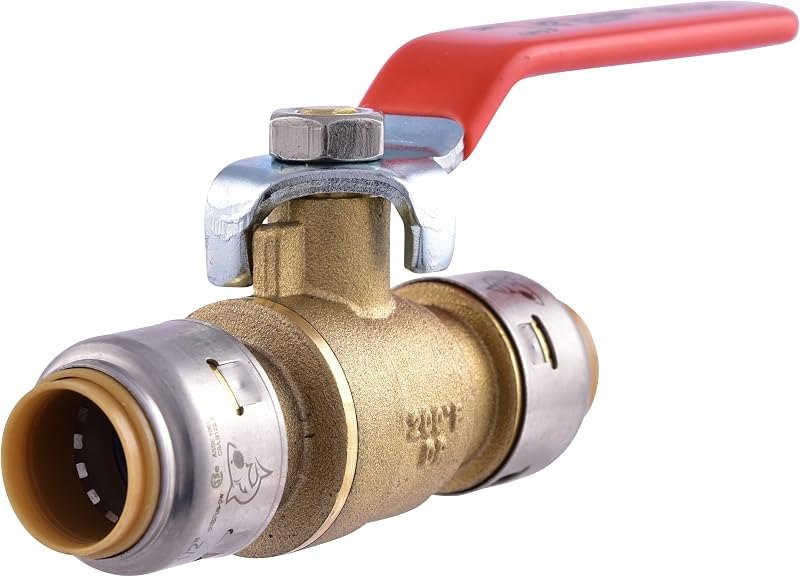SharkBite Max 1/2 x 1/2 in PTC Ball Valve, Push-to-Connect Brass Water Shut-Off Plumbing Fitting, UR22222 — brass ball