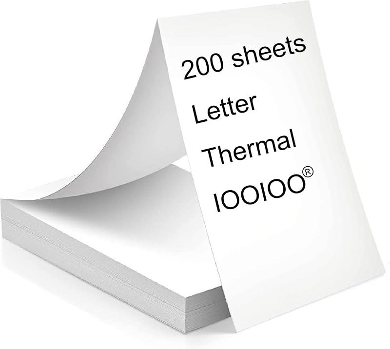 200 pages, BPS free, thermal printer paper 8.5 x 11, letter, folded, continuous, perforated, quick dry for pen, BPA