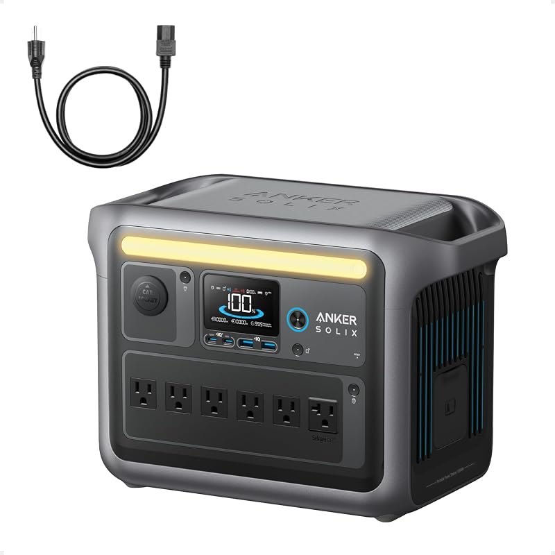Anker SOLIX C1000 Portable Power Station with Car Charging Cable, 1,056Wh — Portable Emergency Power Station for