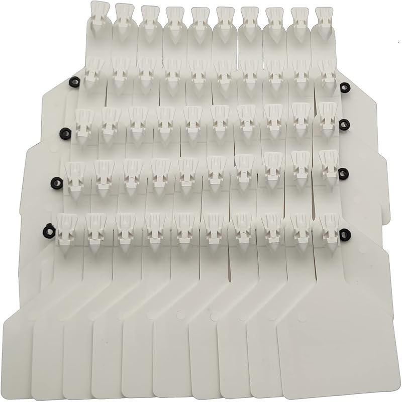 Blank Cattle Ear Tags TPU One-Piece Large Livestock ID Tags (50, White) — calf ear tags for calf ear tags