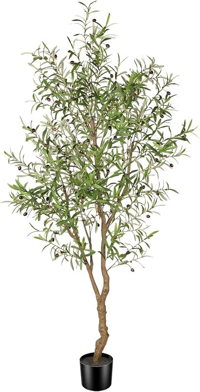 FEELEAD 7ft Faux Olive Tree with Natural Olive Branches & Realistic Leaves — potted faux tree for potted faux tree