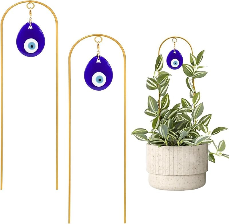 Plant Trellis for Climbing Plants indoor Evil Eye Decorations Mini Metal Houseplant Climber Support for Potted Plants