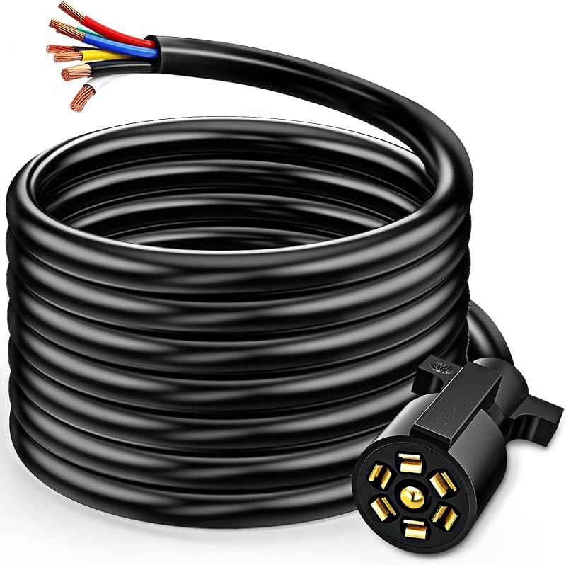 Nilight 7Way 16FT 7 Way Trailer Extension Cord Heavy Duty — 7 way trailer plug for trailer wiring kit