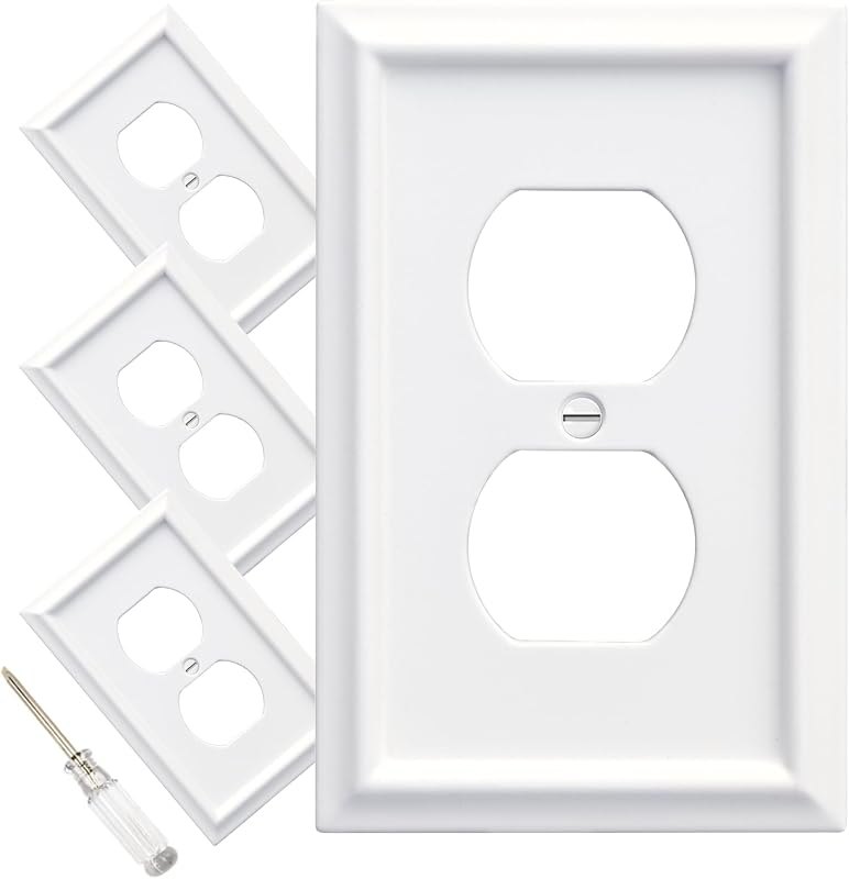 Wall Plates Duplex Outlet Covers, Classic White Light Switch Cover - Natural Bamboo Fiber Electrical Outlet Cover