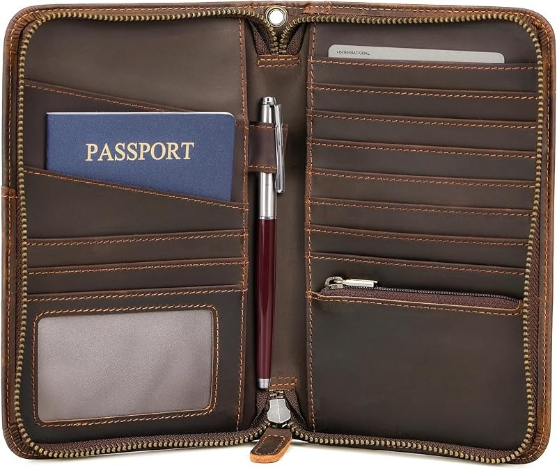 Polare Full Grain Leather Travel Passport Holder RFID Blocking Cover Case Travel Document Organizer Wallet Holders 2