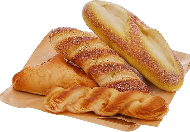 Woration 4PCS Faux French Bread Loaf Set Fake Food Home Kitchen Decor — pan de muerto artificial for pan muerto