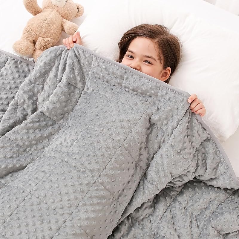 Kivik 3lbs Weighted Blanket, Cooling Soft Minky Dot Heavy Blankets, 36"x48" — weighted blanket for kids for weighted