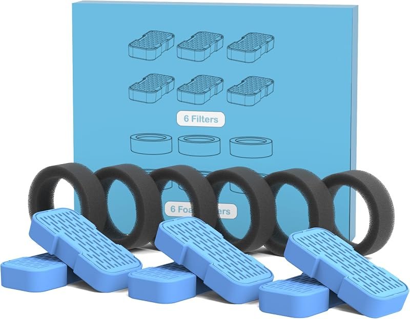 Cat Water Fountain Filters Replacement: 6 Carbon Filters + 6 Sponge Filters - Pet fountain with filter for keeping
