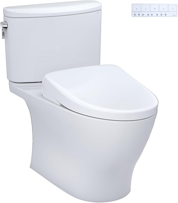 WASHLET®+ Nexus® Two-Piece Elongated 1.28 GPF Toilet with Auto Flush S7 Contemporary Bidet Seat, Cotton White -