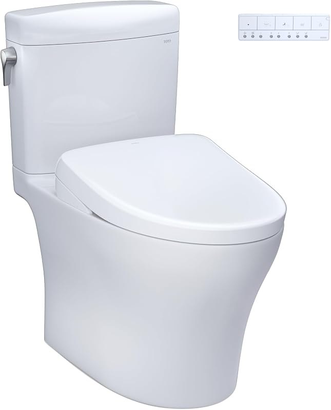 WASHLET®+ Aquia IV® Cube Two-Piece Elongated Dual Flush 1.28 and 0.9 GPF Toilet with S7 Contemporary Bidet Seat