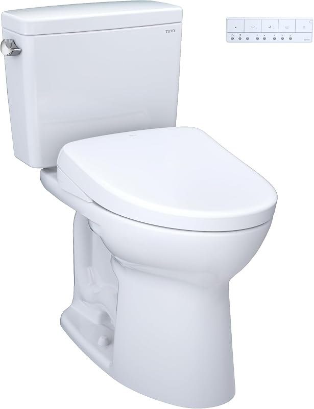 Drake® WASHLET®+ Two-Piece Elongated 1.28 GPF TORNADO FLUSH® Toilet with S7 Contemporary Bidet Seat, Cotton White -
