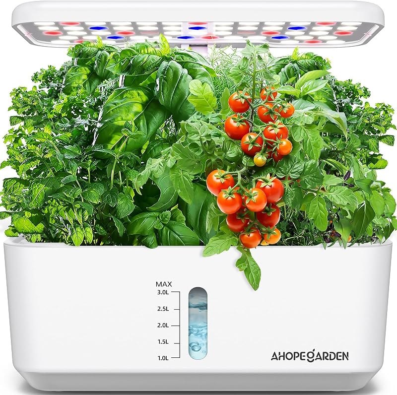 Ahopegarden Indoor Garden Hydroponics Growing System: 10 Pods Kit with LED — hydroponics hydroponic reservoir for
