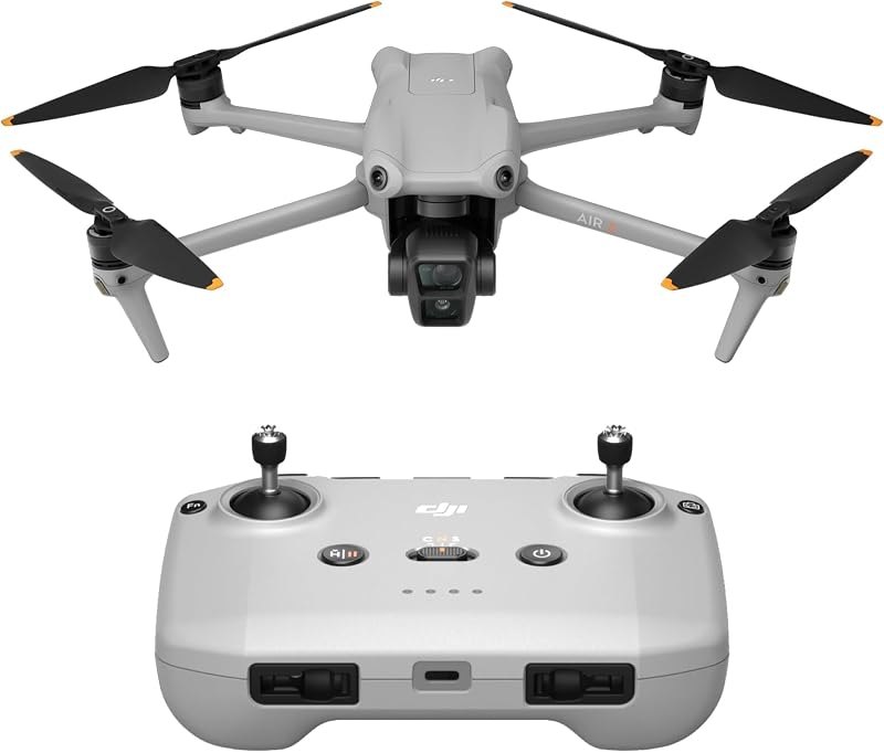 Air 3 (DJI RC-N2), Drone with Medium Tele & Wide-Angle Dual Primary Cameras, 46-Min Max Flight Time, Omnidirectional