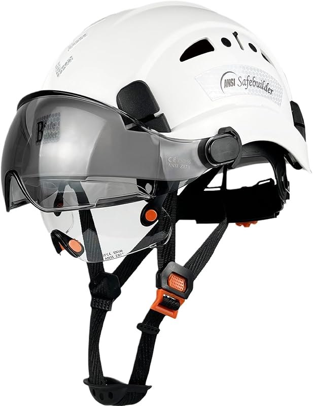 SAFEBUILDER Industrial Safety Helmet with Visor ABS Hard Hat with Visor Adjustable Ventilation Hardhats Construction