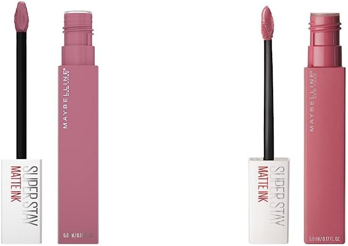 MAYBELLINE Super Stay Matte Ink Liquid Lipstick Makeup Bundle with Shades Lover and Revolutionary, Long Lasting High