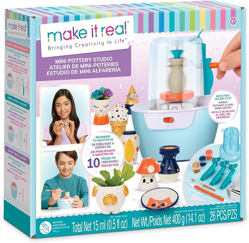 Make It Real Mini Pottery Studio - 26-Piece DIY Kit with Air Dry Clay — paper clay sheet for paper clay sheet