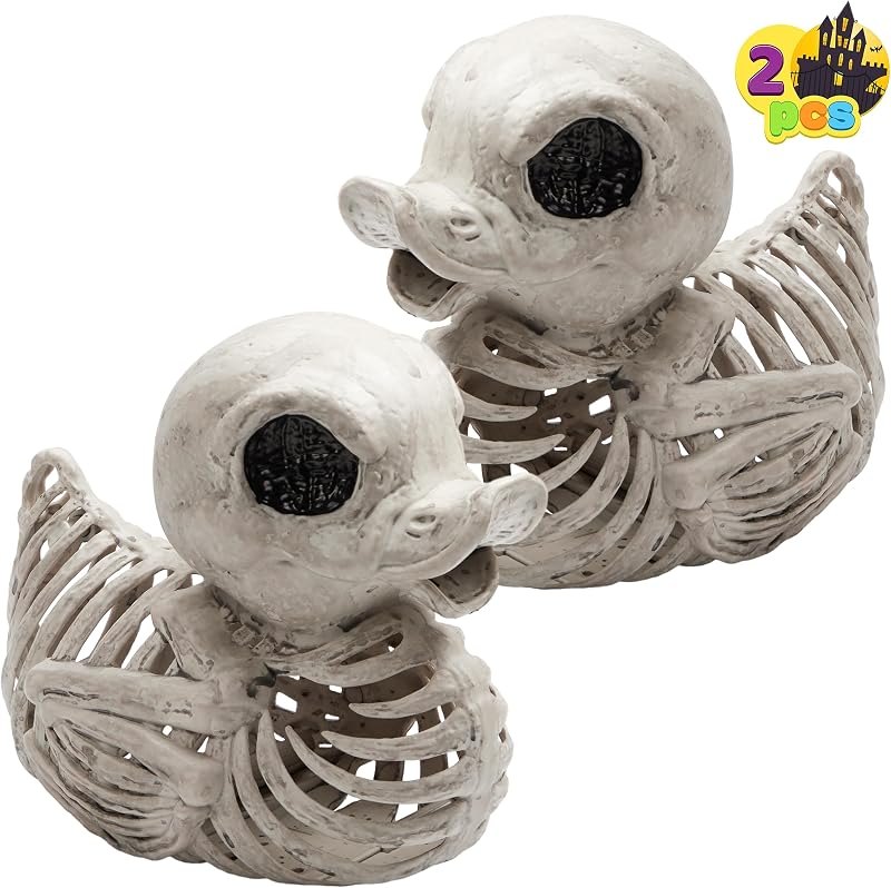 JOYIN 2 PCS 4.5” Duck Skeleton Plastic Bones Halloween Decorations for Spooky Animal Courtyard Halloween Graveyard