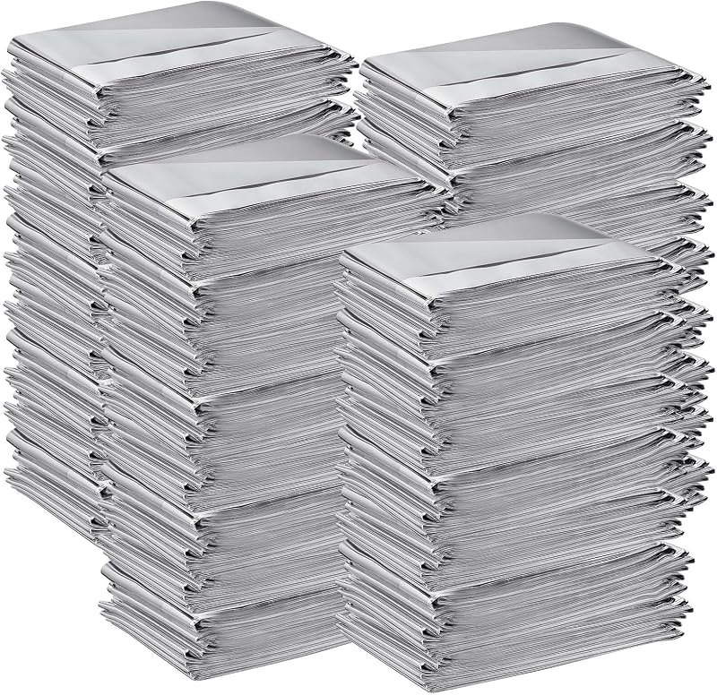 Kanayu 100 Pack Emergency Thermal Blankets 64 X 84 Foil Space Blankets — best portable sauna blanket for portable