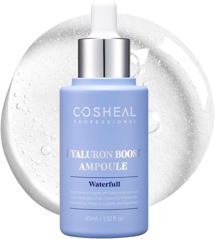 Hyaluron Boost Ampoule 1.52 fl oz, Deep Hydration Serum with 6 Types of Hyaluronic Acids & 5 Peptides, Barrier Support