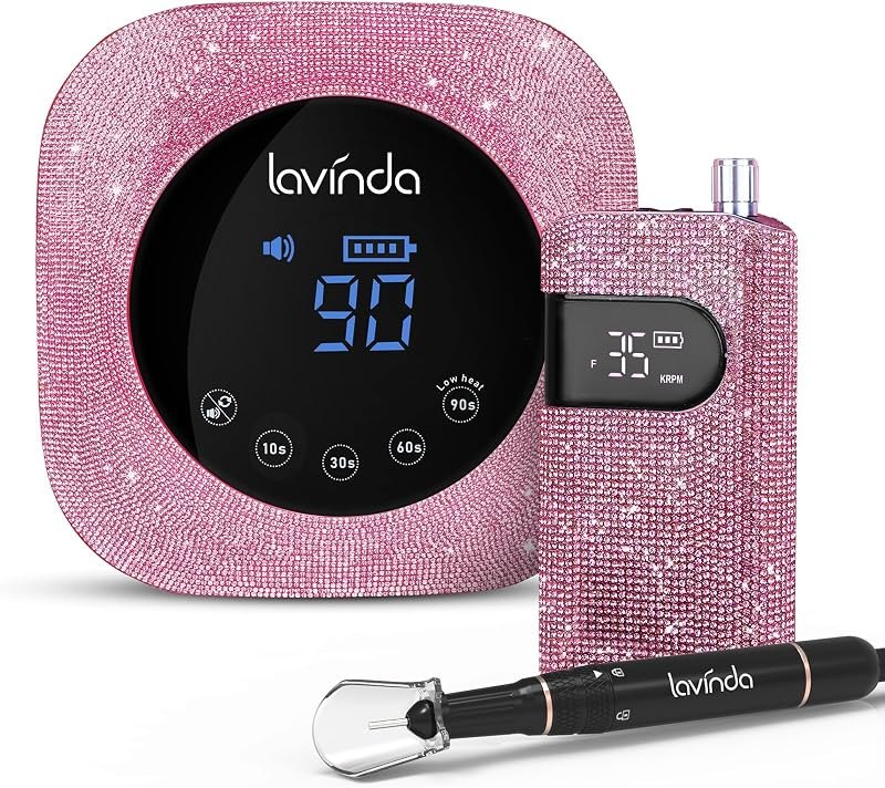 Lavinda UV Nail Lamp 54W, Cordless Gel UV Led Nail Lamp for Gel Nail Polish & 35000RPM Electric Nail File for Acrylic