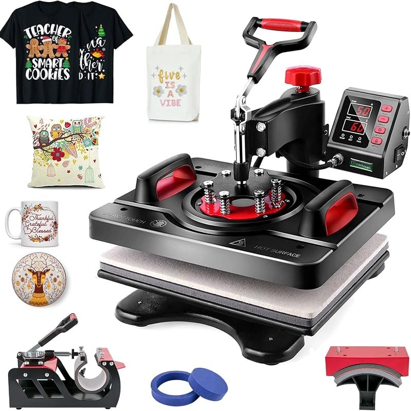 Pro Heat Press, 5 in 1 Heat Press Machine for T Shirts, 15 x 12 Inch Shirt Press Machine, 360-Degree Swing Away Heat