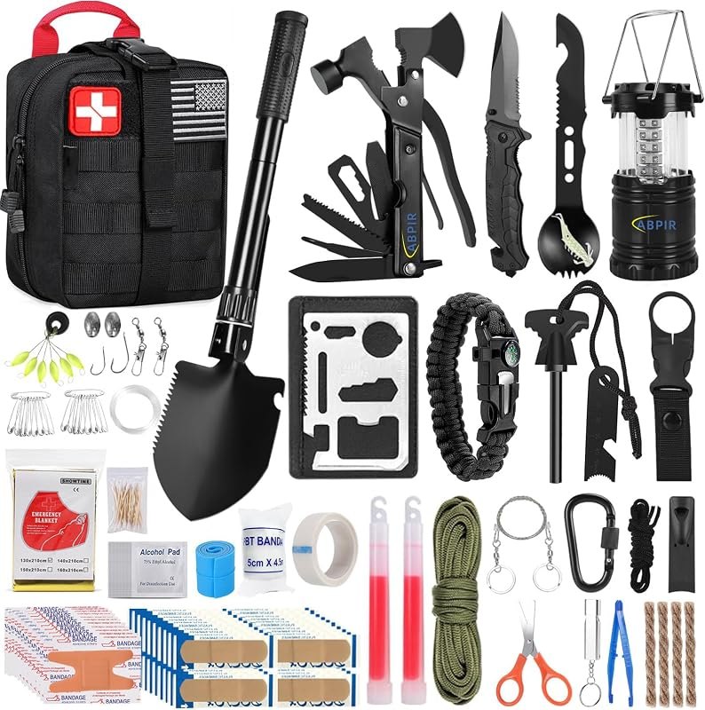 ABPIR 170 PCS Survival Kits, Survival First Aid Kit with Essential Survival Gear Emergency Medical Supplies for Hiking