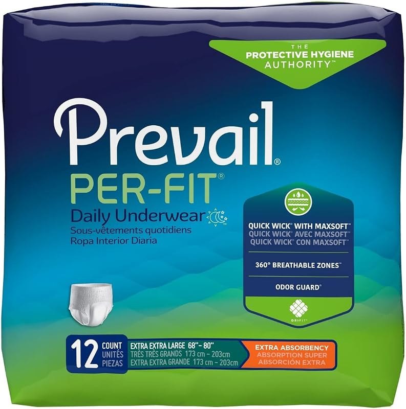 Prevail Per-Fit Protective Underwear - Extra Absorbency - Adult Incontinence Underwear - XXLarge(Pack of 4, 48 Count