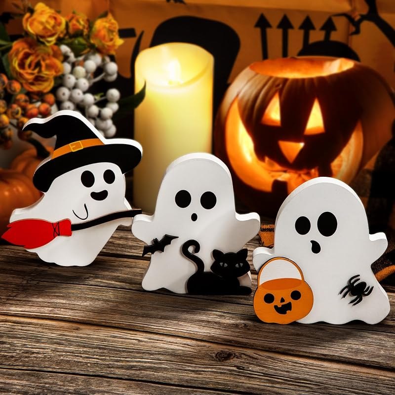3 Cute Ghost Halloween Decorations Indoor Set Ghosts Table Sign — thanksgiving day 2026,halloween deco for