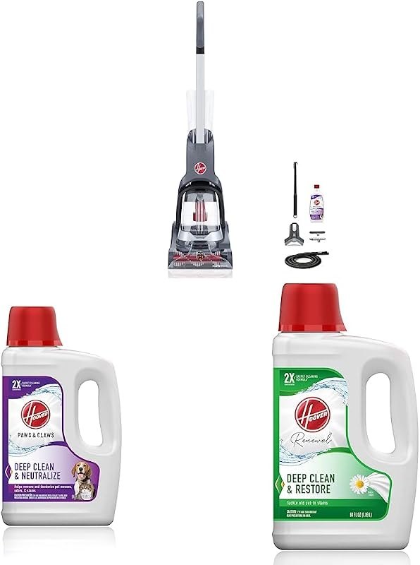 Hoover PowerDash Pet Advanced Compact Carpet Cleaner Machine & Paws & Claws Deep Cleaning Carpet Shampoo with