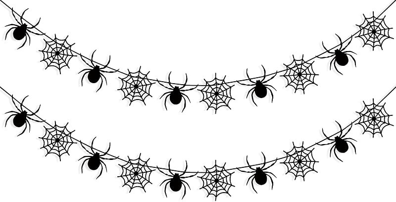 Uniwish Felt Spider Spiderweb Banner Garland Halloween Decorations Indoor — halloween spider web garland for halloween