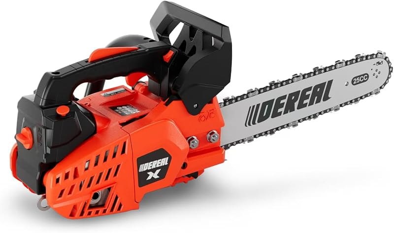 12 Inch Gas Chainsaw, 25.4CC 2-Stroke Top Handle Gas Powered Chainsaw Petrol Handheld Cordless Chain Saw for Tree Wood