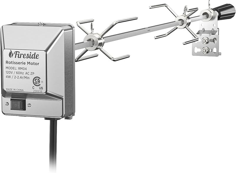 TURBRO Stainless Steel Rotisserie Kit for Gas Grills with A Cookbox up to 39’’ - Includes 4W Electric Motor, 34’’ -