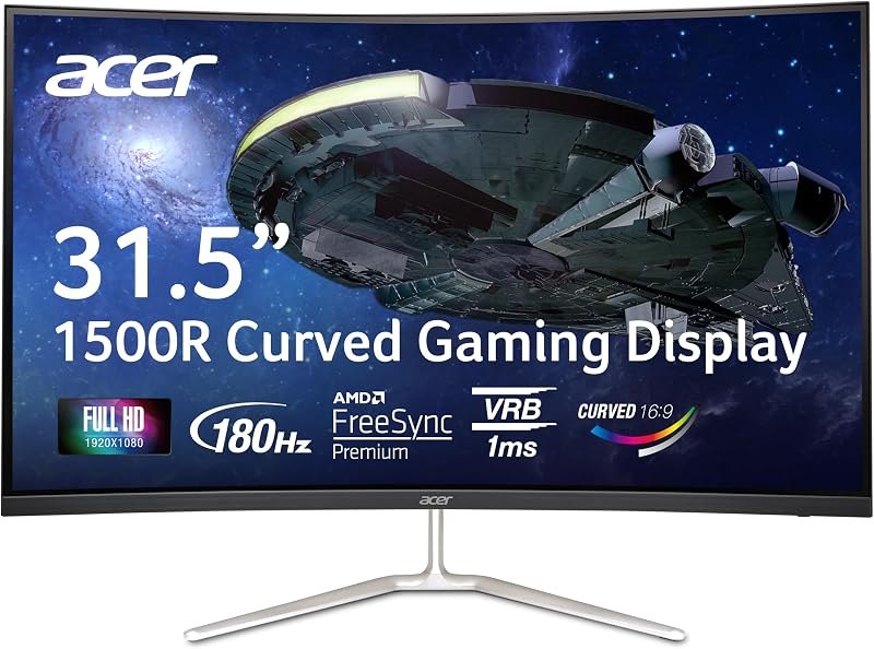 Acer Nitro 31.5in FHD 1920x1080 Curved 180Hz Gaming Monitor EDA320Q Pbiipx — 31.5 inch 4K monitor for inch monitor